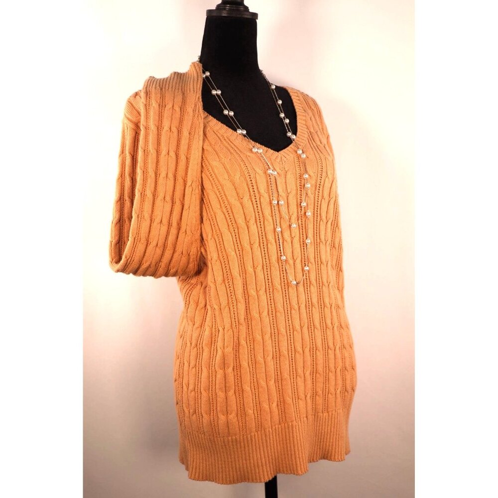 St. Johns Bay Women's V-Neck Cable Knit Sweater Size Large - Picture 2 of 12